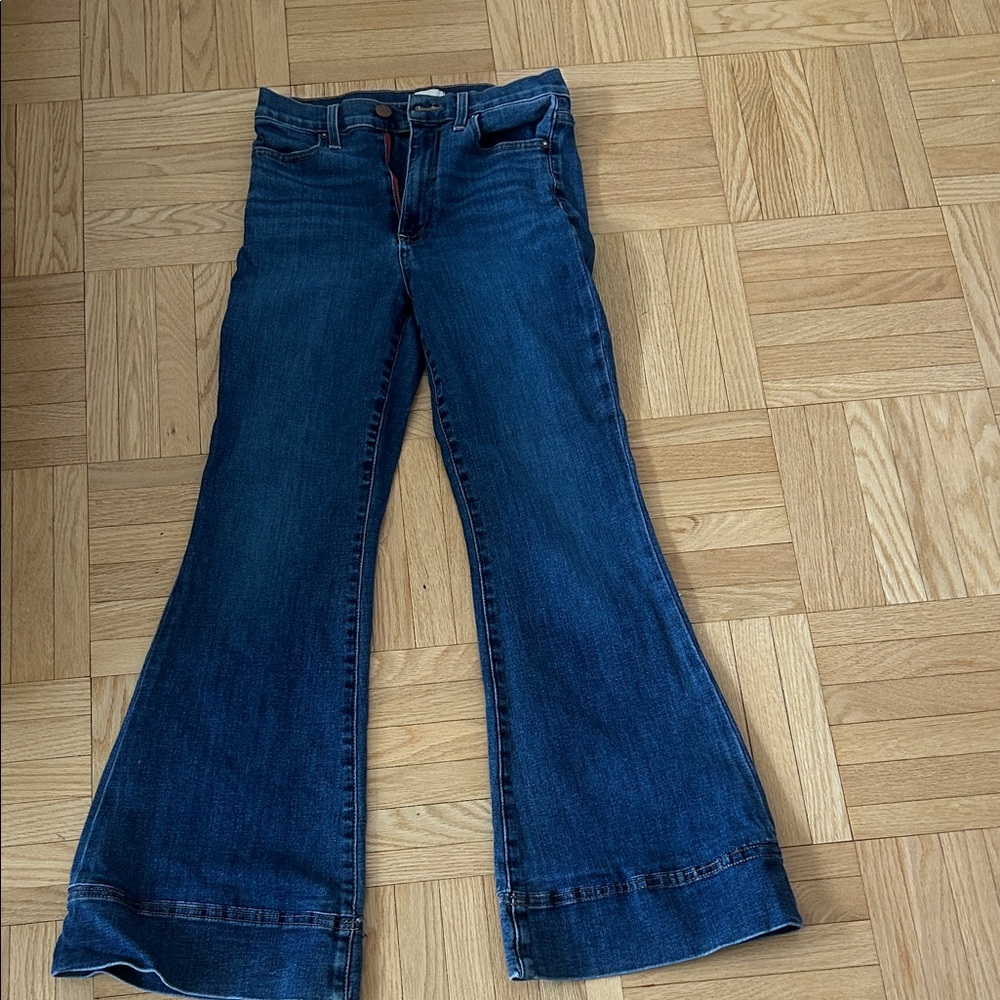 Alice + Olivia Dark High Rise Flared Jeans